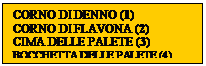Casella di testo: CORNO DI DENNO (1) 
CORNO DI FLAVONA (2) 
CIMA DELLE PALETE (3) BOCCHETTA DELLE PALETE (4).

